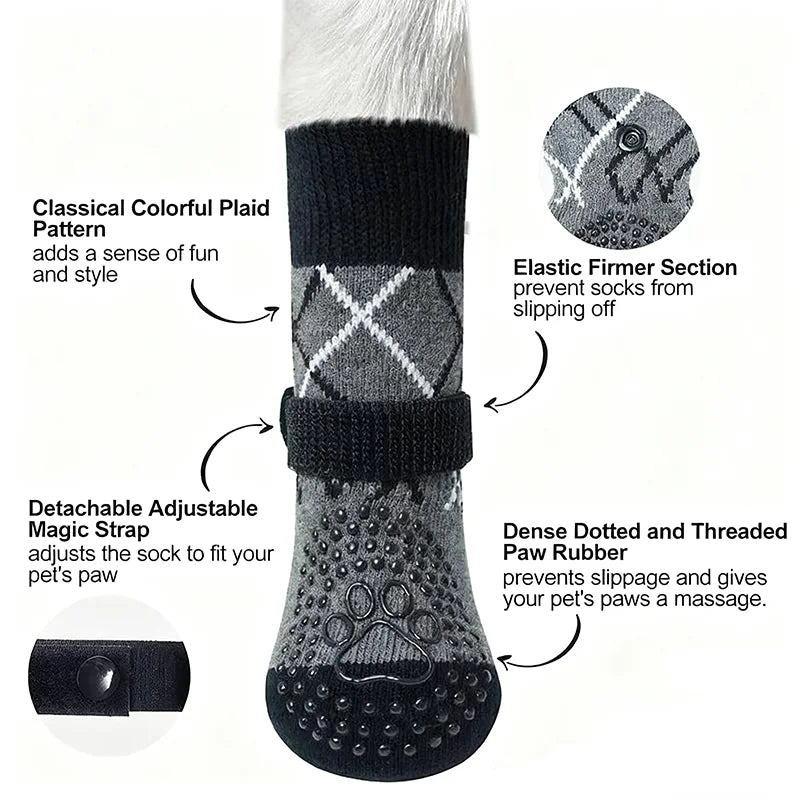 4pcs/lot Pet Dog Socks Anti-Slip Pet Paw Protector for Small Medium Large Dogs Dog Foot Covers Puppy Sock