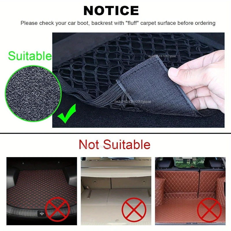Car Trunk Mesh Organizer Magic Tape Elastic String Universal Storage Net for Seat Back Auto Interior Accessories Car Organizer