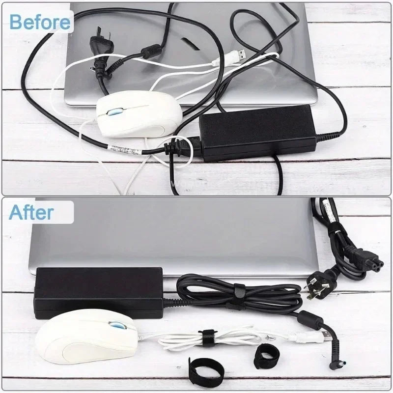 Releasable Cable Ties Cable Strap Wire Arrangement Black Nylon Hook Loop Straps Wrap Zip Bundle Bandage Tie Plastics Fastenin