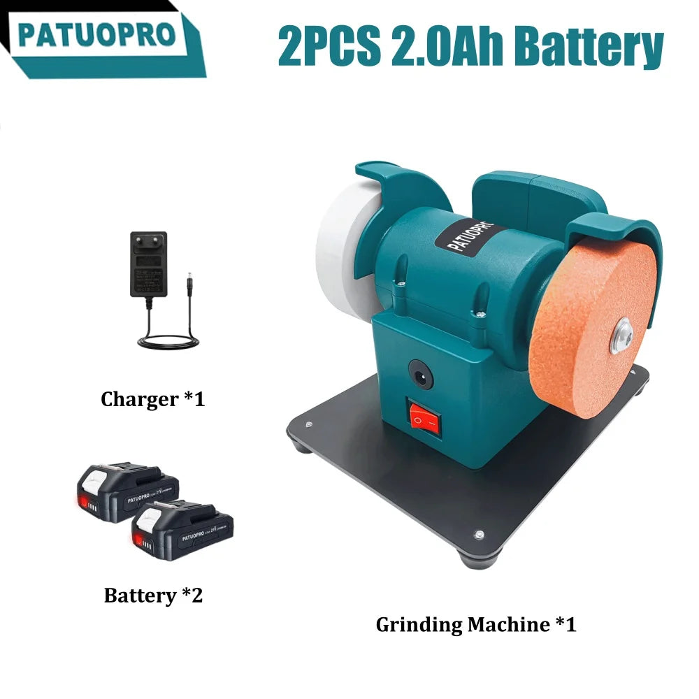 Portable Dual-Wheel Mini Grinder Cordless Polisher 100/120 Mesh Wheels Metal Polishing Sharpening Tool For Makita 18V Battery