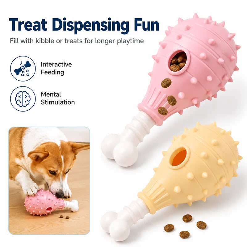 Dog Treat Dispensing Toy TPR Chicken Leg Chew Toy Dental Cleaning Bite Resistant Puppy Interactive Feeder Toy Pet Supplies