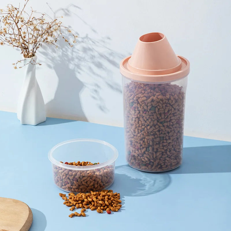 1000ml/1500ml Dog Food Storage Container Transparent Pet Food Sealed Jar with Scale Pet Food Storage Dispenser Dog Accessories