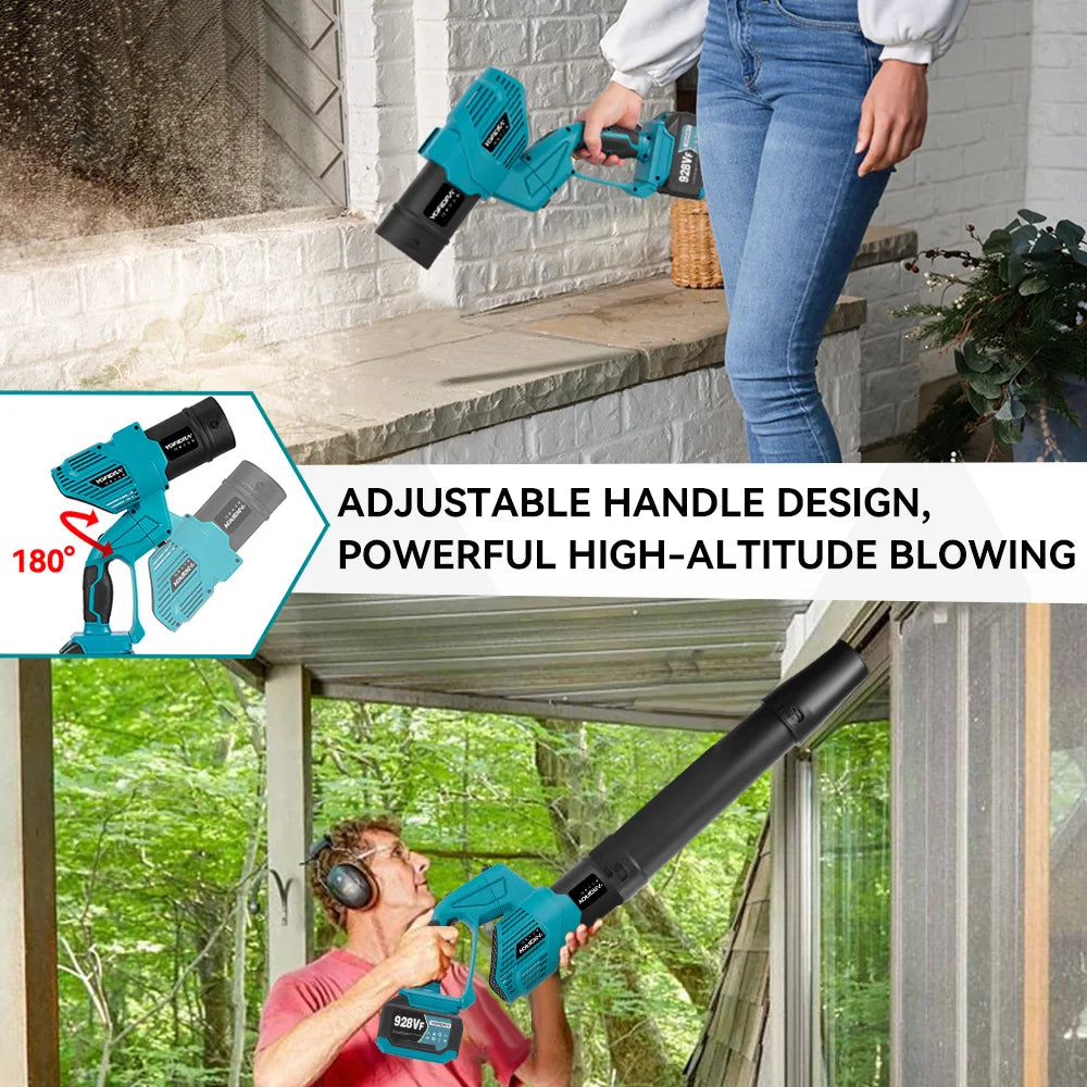 Souffleur turbo électrique sans balais 2-en-1 YOFIDRA 1500 W, 5 vitesses, pour feuilles, neige et poussière, outil de nettoyage de jardin compatible avec batterie Makita 18 V