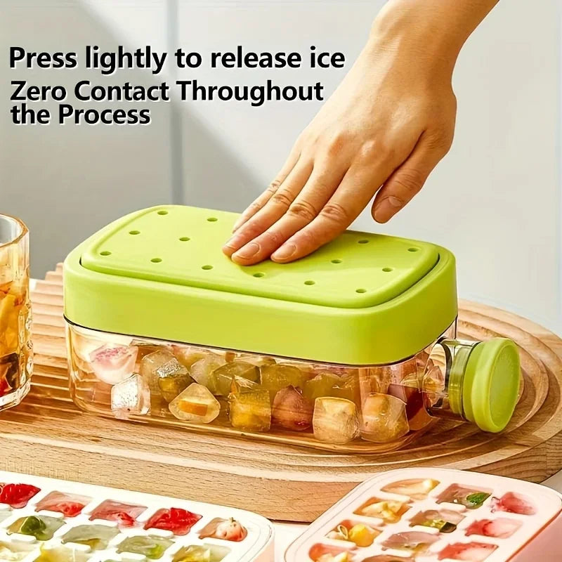 Ice Cube Water Bottle Ice Cube Mold Press Ice Maker With Lid Food Grade Ice-Making Straw Dual-use Ice-Kettle NO TOUCH Silicone