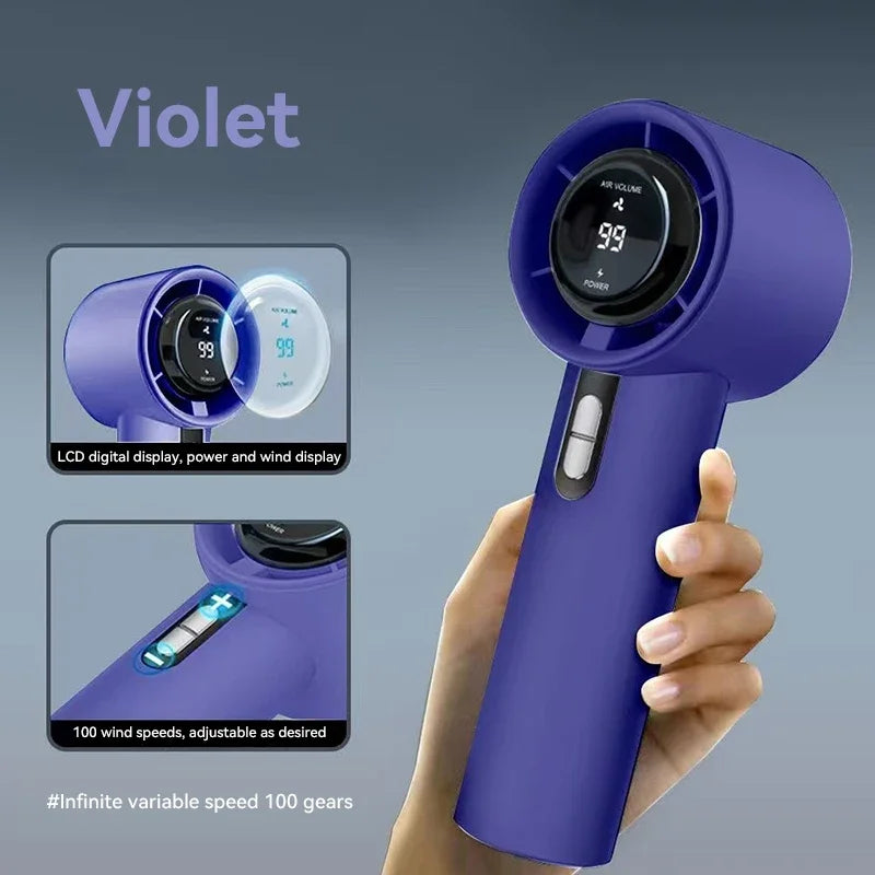 Lenovo New Handheld High-speed Fan USB Charge Mini Portable 100 Speed Turbo Violent Small Outdoor Powerful Fan 3000mAh Battery