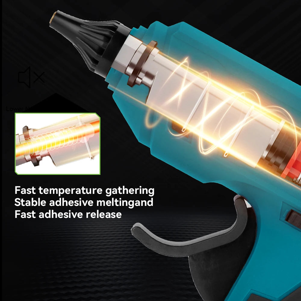 NEWBENY 280°C 100W Electric Hot Melt Glue Gun Cordless Home Graft DIY Repair Tool with 10pcs Glue Sticks for Makita Battery Pin