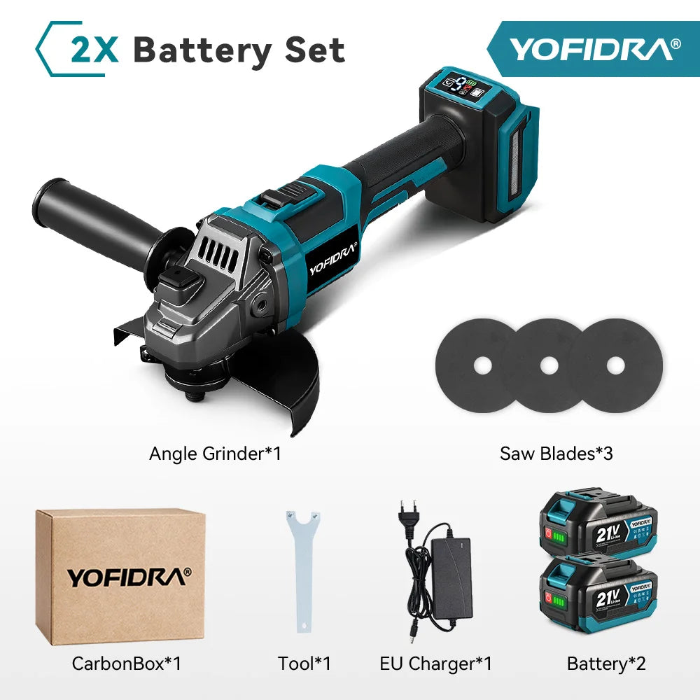 YOFIDRA 6 snelheden 30000 RPM borstelloze elektrische haakse slijper metaal hout slijpen polijsten snijder elektrisch gereedschap voor Makita batterij pin