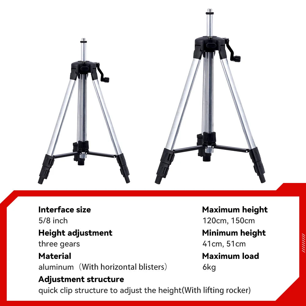 Trépied pour niveau laser OENVAN 1,2/1,5 m, support à hauteur réglable avec adaptateur 5/8", pied de support pour niveau laser