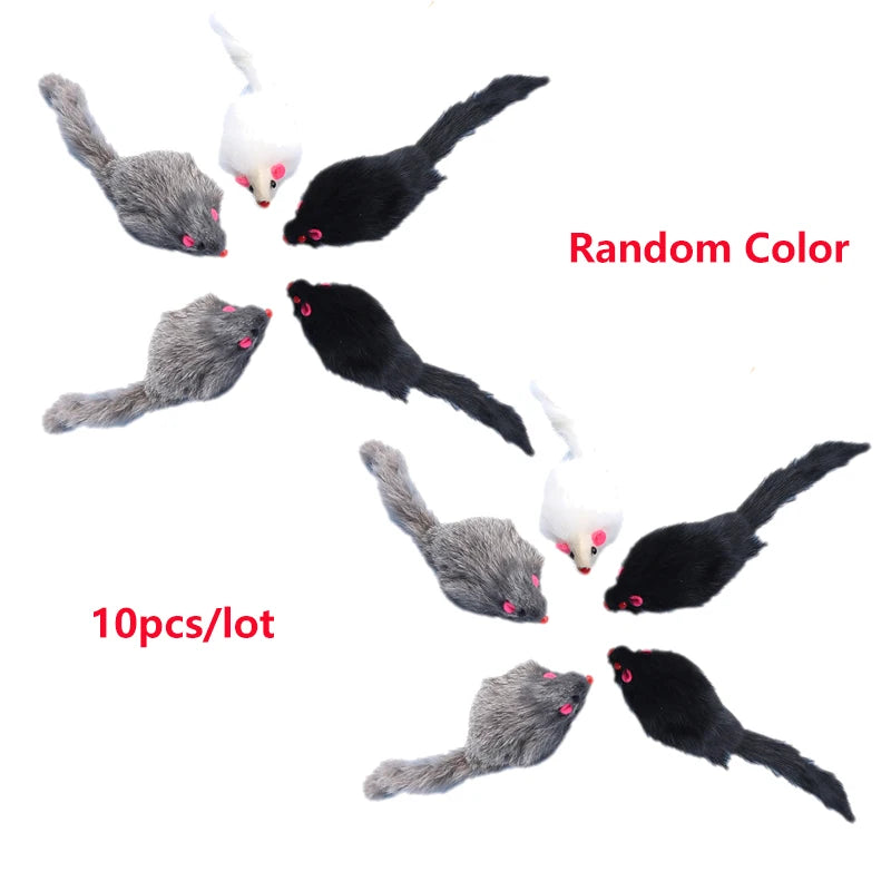 5/10Pcs False Mouse Cat Toy Long-haired Tail Mice With Sound Plush Soft Mouse Toys for Cats Bite-Resistant Kitten Playing Toys