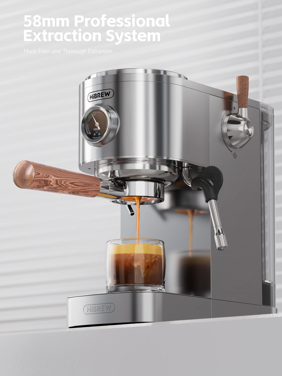 HiBREW Halfautomatische espressomachine met one-touch Americano, instelbare temperatuur, 20 bar, koude koffiezetapparaat, cappuccino H13