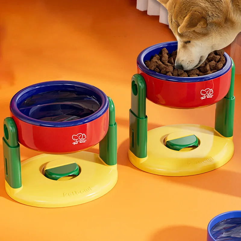 Elevated Dog Bowl Adjustable Dog Feeder Anti-Slip Large Capacity Puppy Bowl Neck Protector Cat Bowl Dog Accessories