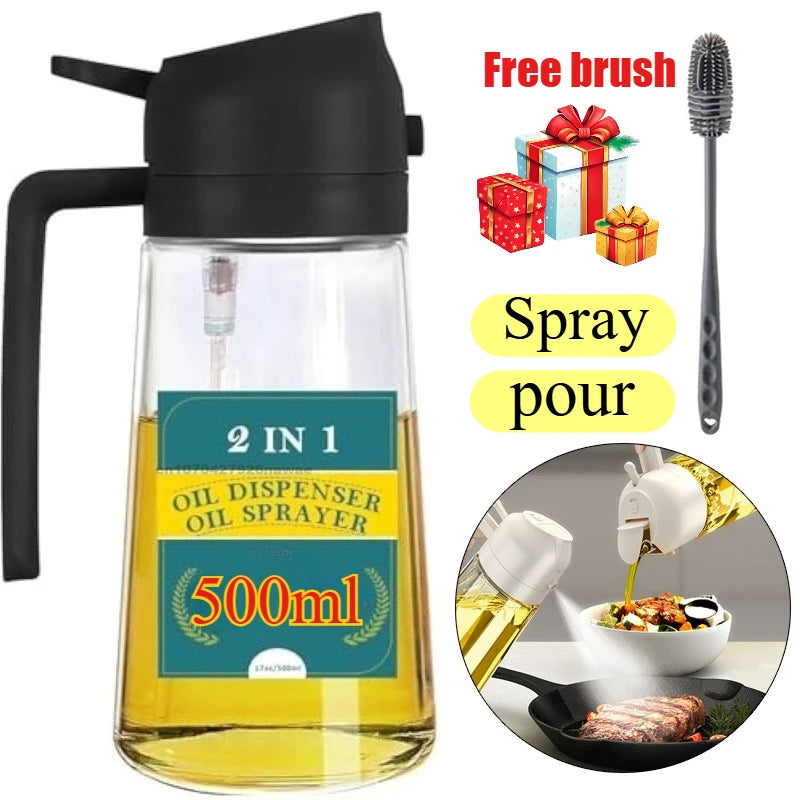 2pcs Kitchen Oil Spray and Dispenser Sprayer Pourer Oil Empty Bottle Olive Oil Spray Kitchen Barbecue Camping Cooking Utensils
