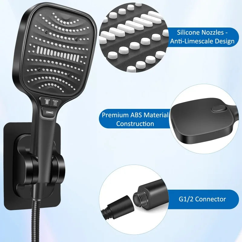 8 Modes Large Pressurized Shower Head Water Filter Antibacterial Shower Nozzle Purification Showerhead For Hotel Bathroom Use