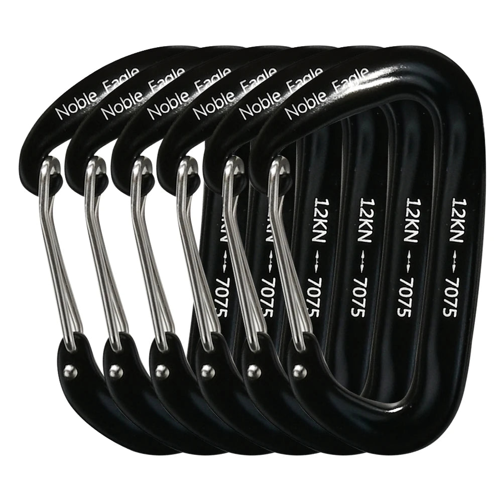 6PCS 12kN Aluminum D Ring Carabiners Heavy Duty Hook Lightweight Outdoor Camping Hiking Clips Buckle Set for Backpack Gear