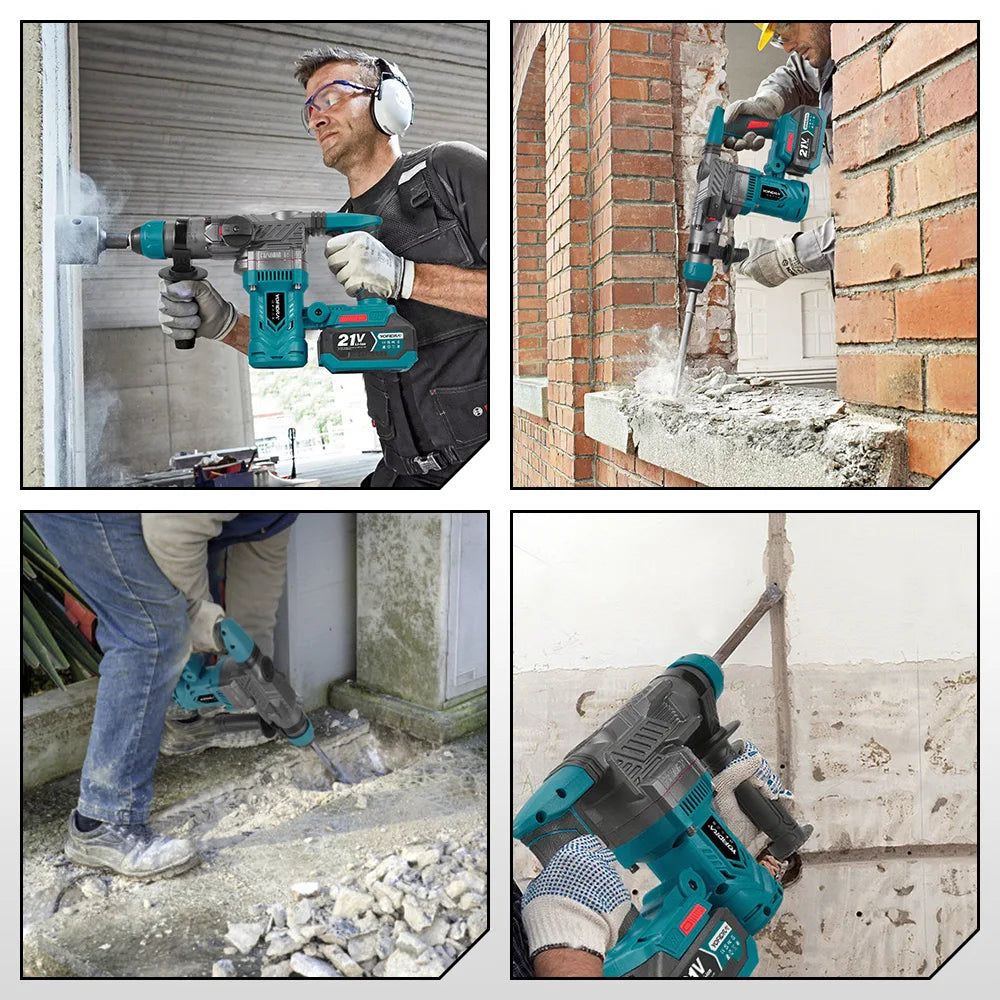 YOFIDRA 2200W Borstelloze Elektrische Hamerboor 26MM Multifunctionele Schroevendraaier Roterend Elektrisch Gereedschap voor Makita 21V Accu Pin