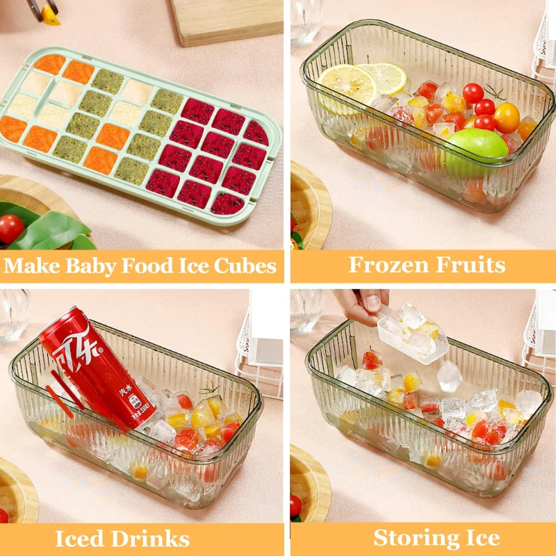 Silicone Mold Ice Cube Tray with Lid Silicone Ice Buckets Ice Mold DIY Moulds Ice-cream Maker Kitchen Tool Ssummer Accessories