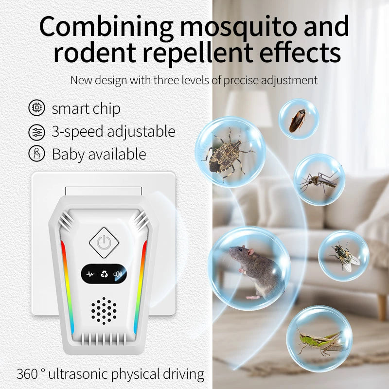 Appareil anti-moucherons électronique 2026, répulsif à ultrasons contre les chauves-souris, dispositif électronique anti-moucherons, répulsif contre les cafards et les souris pour la maison et le grenier