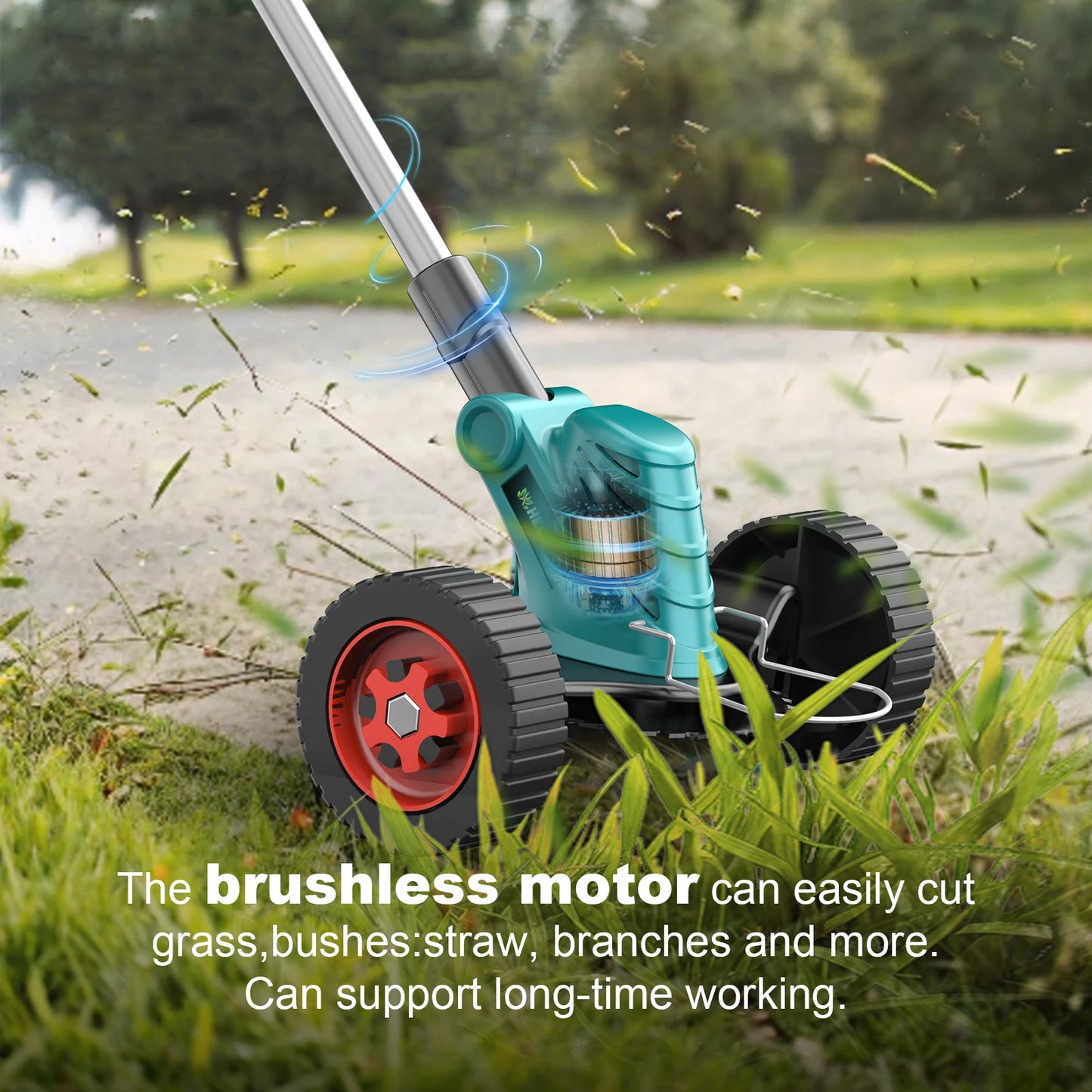 Gisam 8 Inch Brushless Electric Lawn Mower Cordless Grass Trimmer Adjustable Garden Cutter Power Tool For Makita 18V Battery Pin