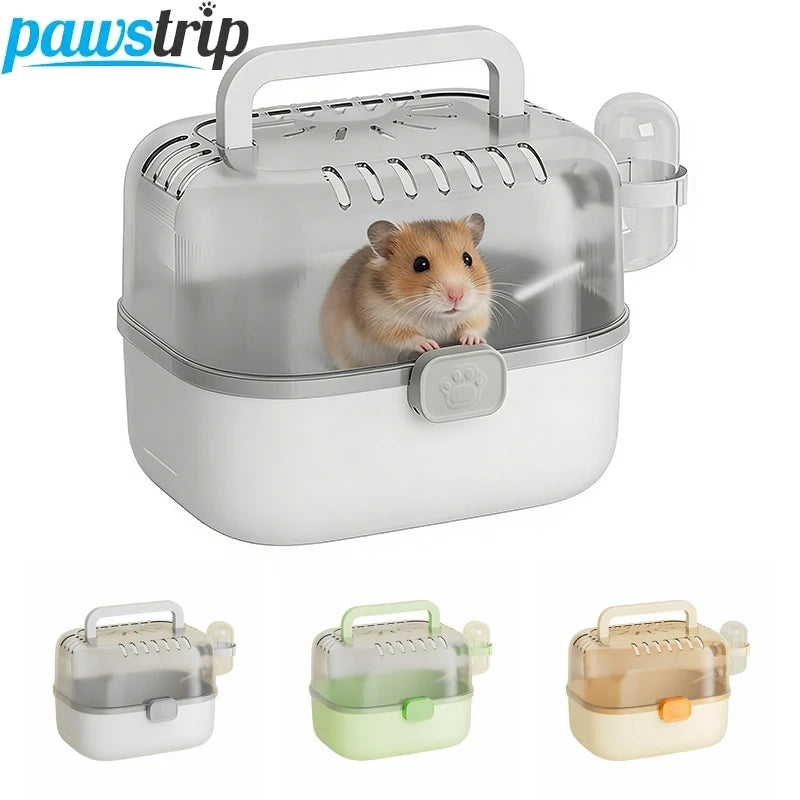 Portable Hamster Carrier Cage Small Animal Travel Cage with Water Bottle Outdoor Pet Carrying Box for Hamster Guinea Pig Rat