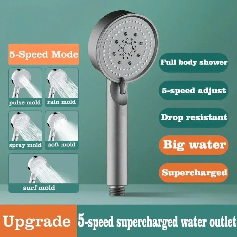 Shower Temperature High Quality Shower Head Water Filter Adjustable High Pressure Shower One-Key Stop Bathroom Accessories