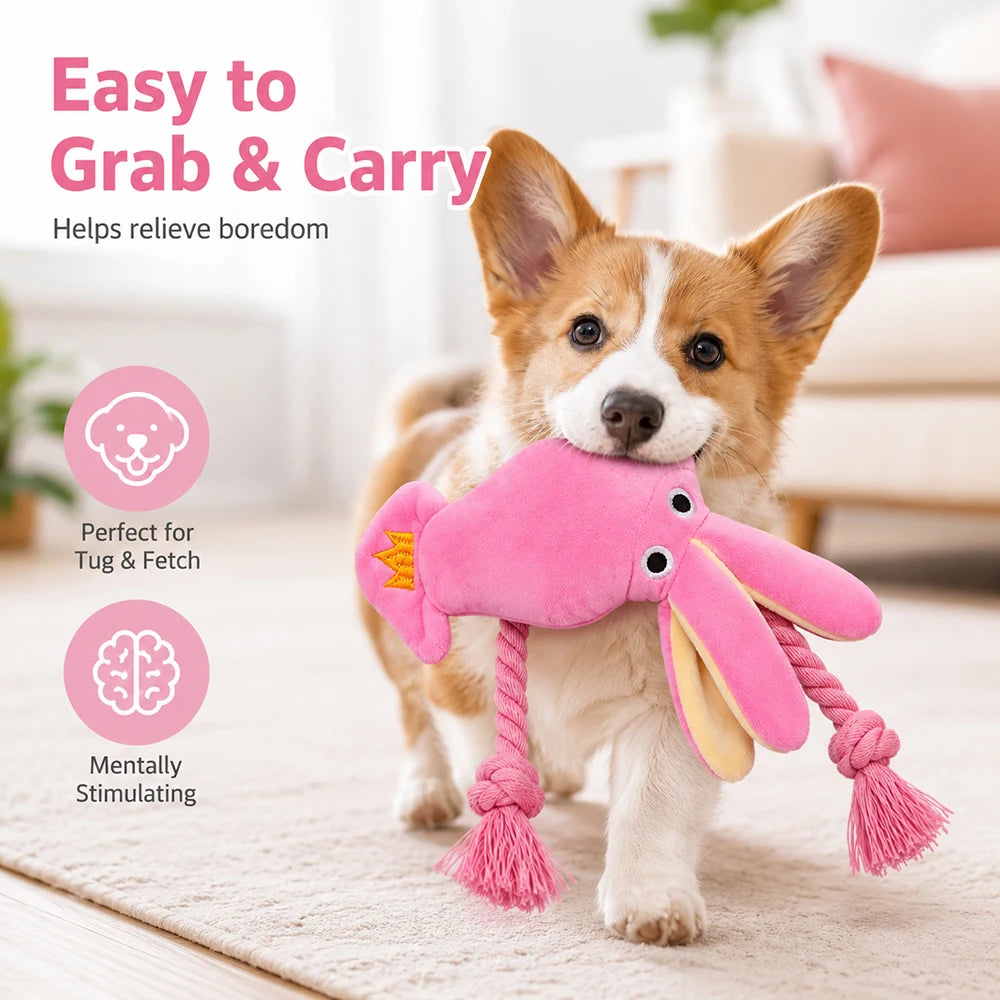Plush Octopus Dog Toy with Squeaker Cotton Rope Puppy Chew Tug Toy for Dogs and Cats Soft Interactive Pet Bite Play Toys