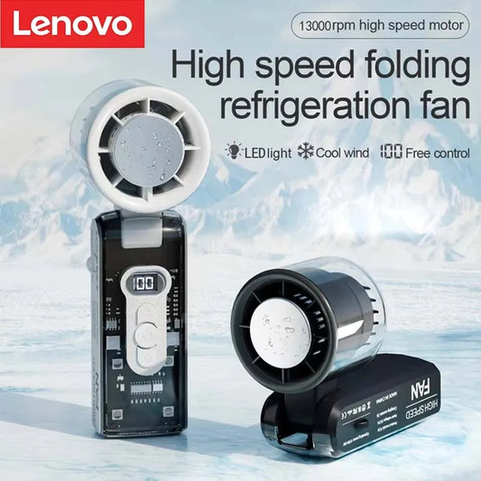 Lenovo Handheld High-Speed Cooling Fan Outdoor Transparent Mecha Fan USB Mini Desktop Turbine Ice Home Appliances Fan