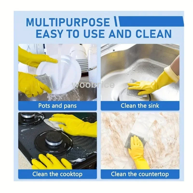 Cotton Kitchen Dishclothmetal Cleaning Cloth Home Cleaning Cloth Multifunctional Non-Scratch Wire Dishcloth Kitchen Supplies