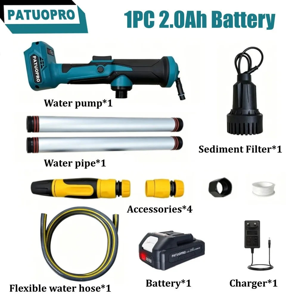 PATUOPRO Draadloze waterpomp draagbare staafoverdrachtspomp multifunctioneel tuingereedschap voor Makita 18V-accu
