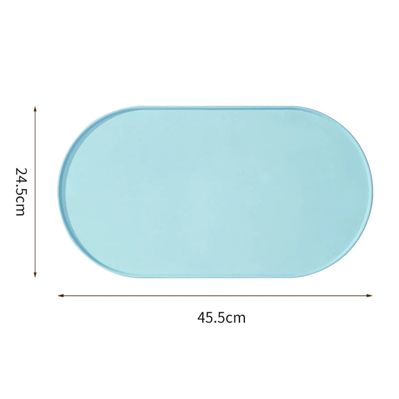 45.5x24.5cm Oval Pet Feeding Mat Silicone Dog Food Feeding Pad Waterproof Pet Placemat for Cats Dogs Pet Supplies