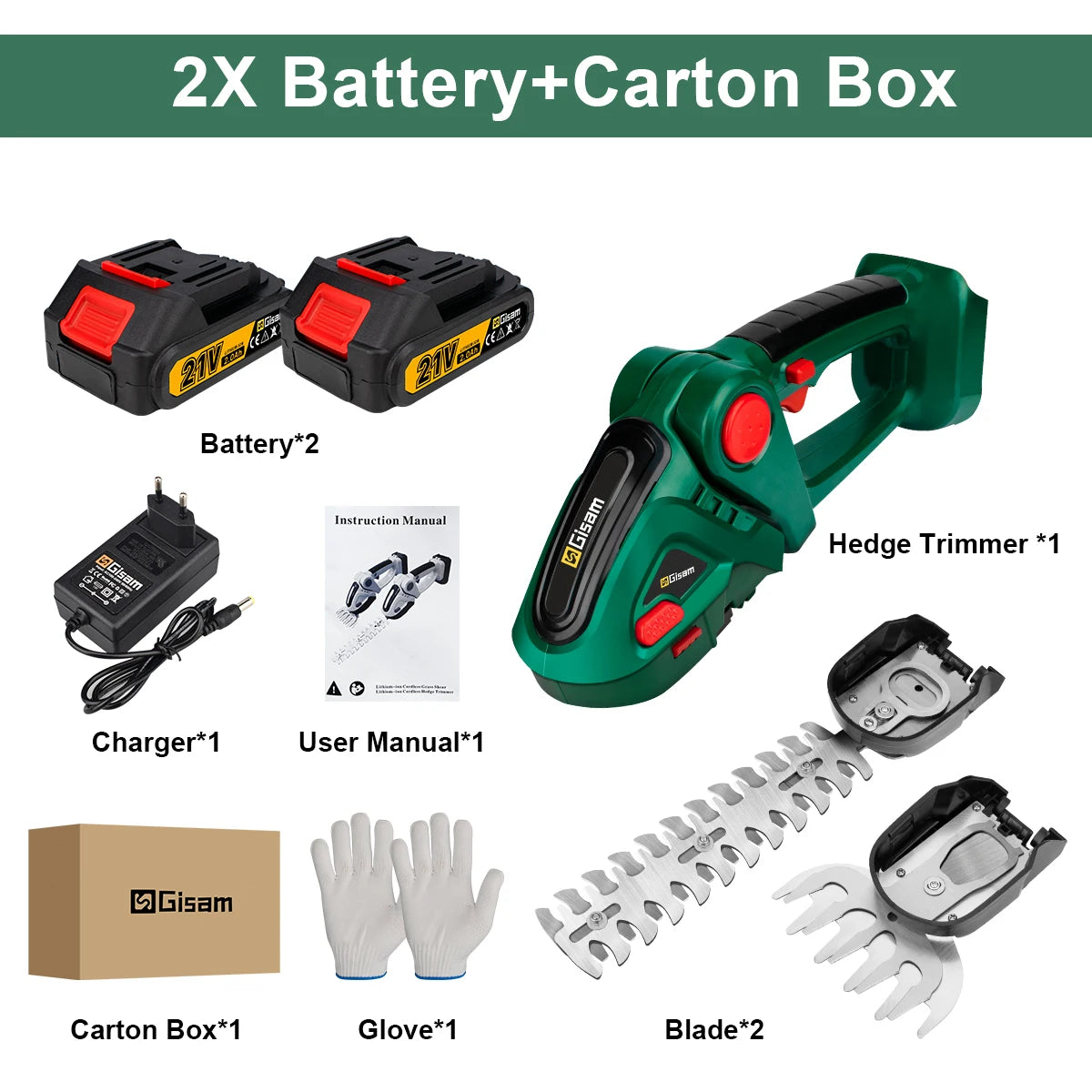 Taille-haies électrique 2 en 1 Gisam, 20 000 tr/min, tondeuse à gazon portative domestique, cisaille de jardin, outil électrique pour batterie Makita 18 V