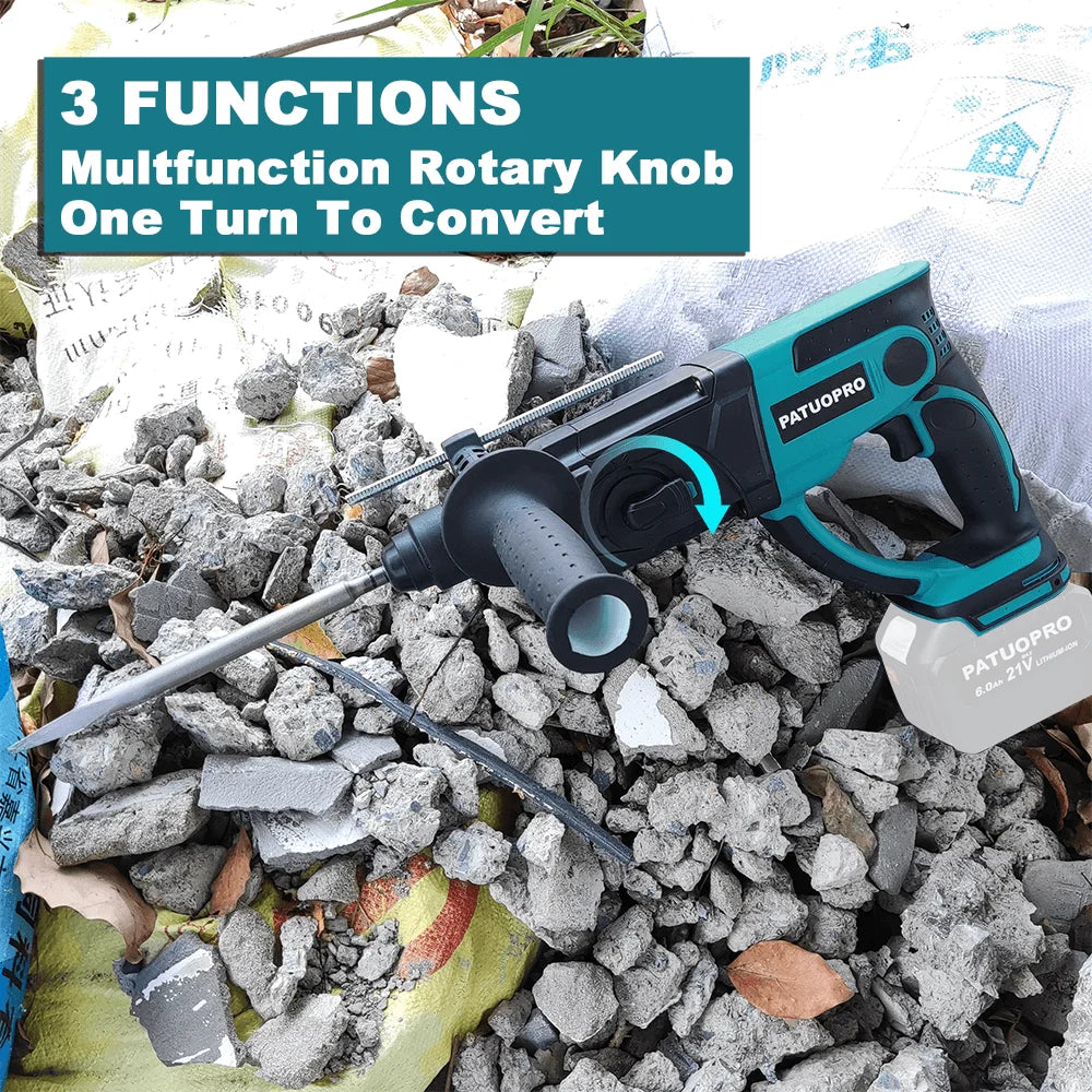 3 Functions Cordless Electric Rotary Hammer – Rechargeable 28MM Hammer Drill Power Tool for Makita 18V Battery - Quality Shopping Centre