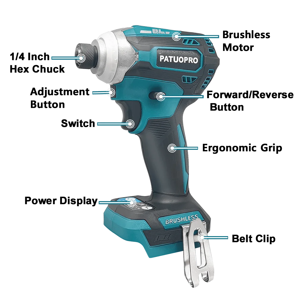 220N.M Cordless Electric Screwdriver Brushless Electric Impact Driver Wrench Rechargable Drill Driver For Makita 18v Battery