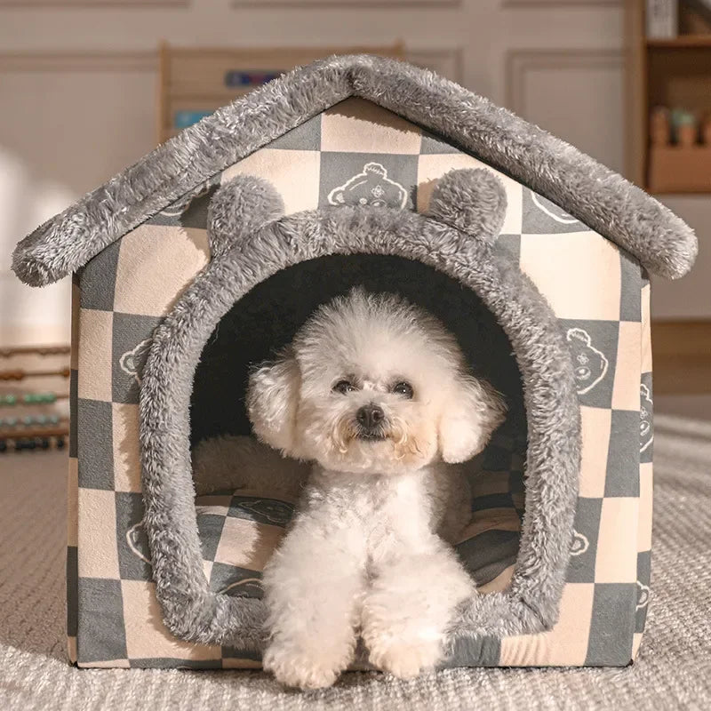 Foldable Dog House Kennel Bed Mat For Small Medium Dogs Cats Winter Warm Cat Bed Nest Pet Products Basket Pets Puppy Cave Sofa