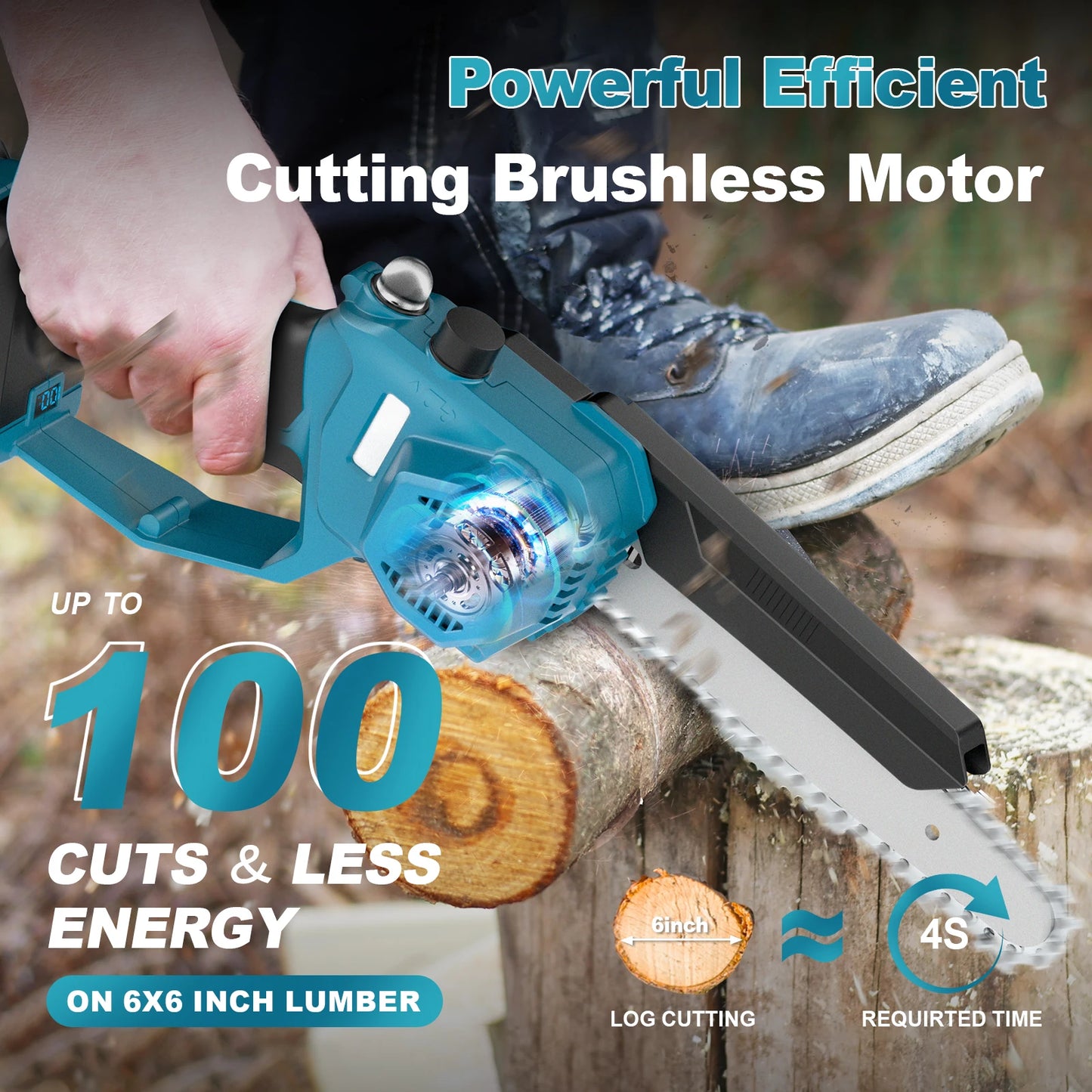 Gisam 2in1 Brushless Telescoping Pole Electric Chainsaw Cordless Garden Pruning Tool High Branch Saw for Makita 18V Battery Pin