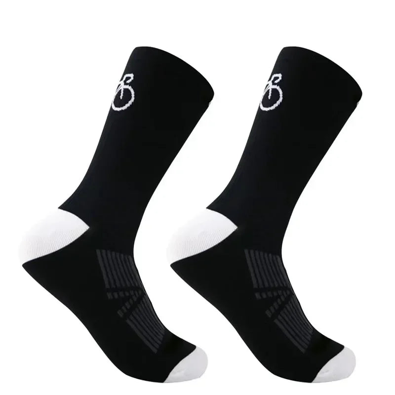 2 Pairs Unisex Breathable Cycling Socks MTB Road Bicycle Outdoor Sports Racing Compression mid Tube Socks for Men And Women