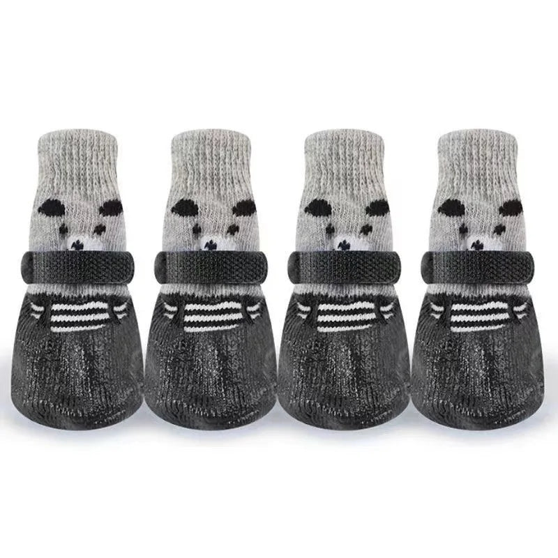 4pcs/lot Pet Dog Shoes Socks Anti-Slip Puppy Socks Warm Dog Boots Pet Paw Protectors for Small Dogs Pet Supplies