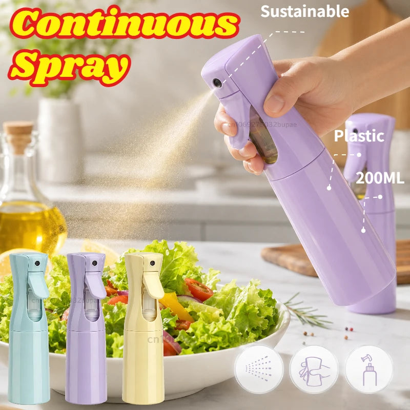 Continuous Spray Oil Spray Bottle Plastic Baking Oil Spray Bottle BBQ Cooking Garden Plant for Hair Salon Daily Moisturizing