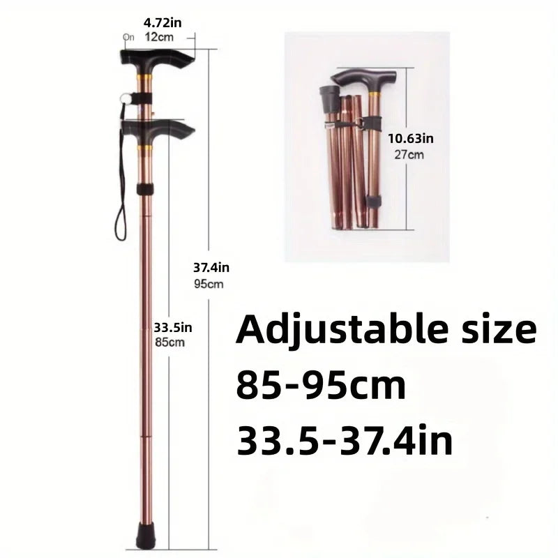 Foldable Walking Stick Lightweight 4-Section Hiking Crutches Non-Slip Telescopic Aluminum Baton For Trekking Hiking Travel