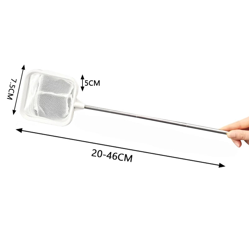 Retractable Square Fishing Net With Suction Cup Long Handle Fishing Gear for Catching Fish Shrimp Tank Clean Supplies