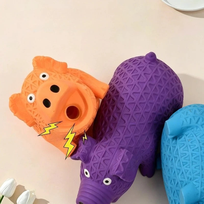 Jouet pour chien balle couineuse soin des dents cochon en latex caoutchouc dessin animé interactif dressage chiot fournitures pour animaux
