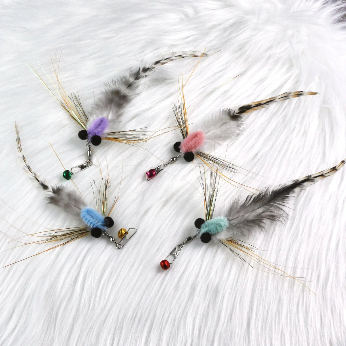 3pcs/4pcs Simulation Small Flying Insects Replacement Head for Cat Teaser Stick Fun Pet Toys