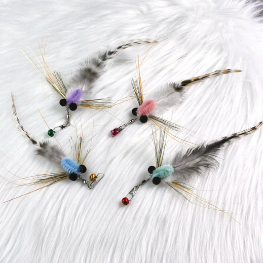 3pcs/4pcs Simulation Small Flying Insects Replacement Head for Cat Teaser Stick Fun Pet Toys