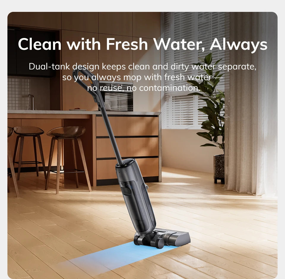 ILIFE W90 Pro Snoerloze Stofzuiger en Dweil Nat & Droog, 7000Pa Zuigkracht, Zelfreiniging met één druk op de knop, Vloerreiniger, LED-display, Grote dubbele watertank, Verbeterde W90