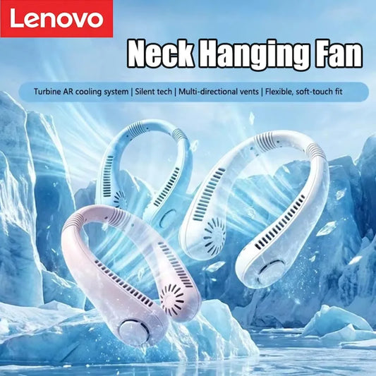 Lenovo Summer Neck Hanging Fan Lazy USB Charging Bladeless Silent High Wind Outdoor Bladeless Small Portable Fan