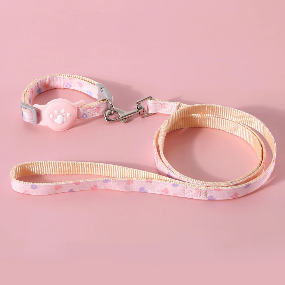 Adjustable Cat Collar with AirTag Holder Case Anti-Lost Cat Collar GPS Tracker Protective Case Print Kitten Collar Pet Supplies