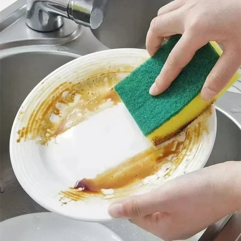 10-60pcs Thickened Kitchen Dishwashing Sponges Soft Absorbent Durable Scouring Pads for Pots Rust Removal Household Cleaning