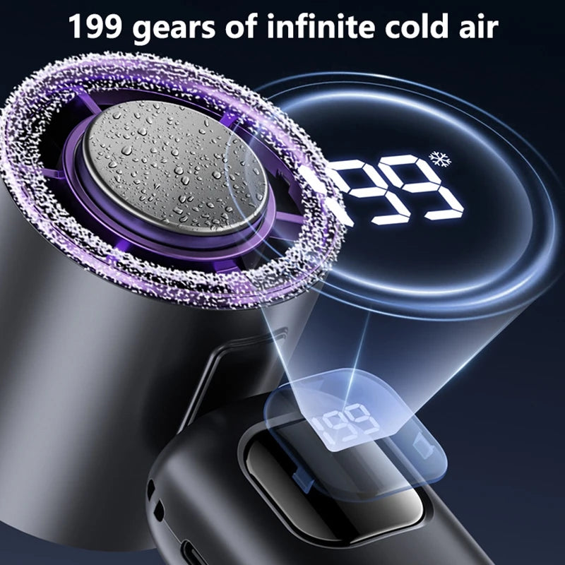 Lenovo Semiconductor 199 snelheden traploos instelbare ventilator met digitaal display, handbediende en desktop dual-purpose opvouwbare nekventilator