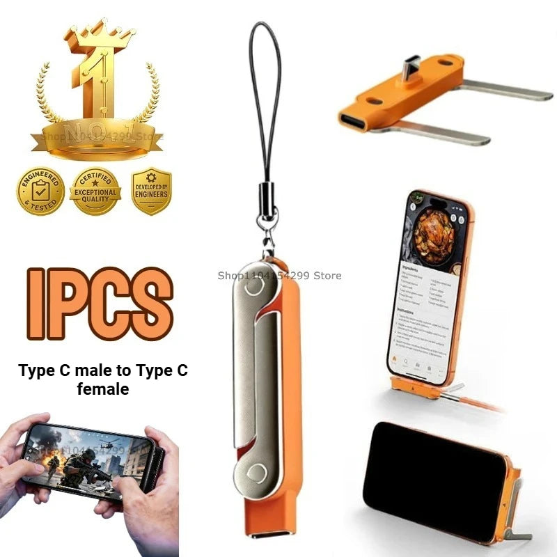 240W Super Fast Charging C To C Cable 2‑in‑1 Detachable Foldable Phone Stand Adapter Multifunctional Desktop Holder Sync Charger
