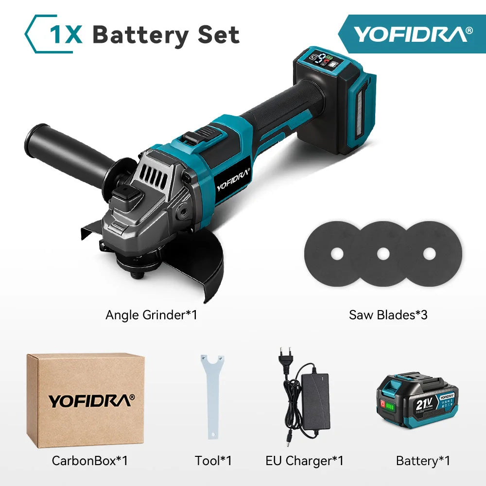 YOFIDRA 6 snelheden 30000 RPM borstelloze elektrische haakse slijper metaal hout slijpen polijsten snijder elektrisch gereedschap voor Makita batterij pin