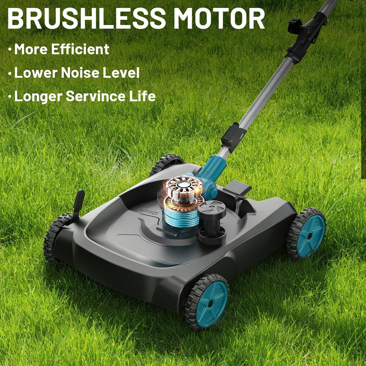 Gisam 3in1 Brushless Electric Lawn Mower 12Inch Cordless Foldable Grass Trimmer Garden Pruning Tool For Makita 18V Battery Pin